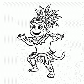 Macaco no Samba para colorir