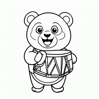 Panda no Pandeiro para colorir