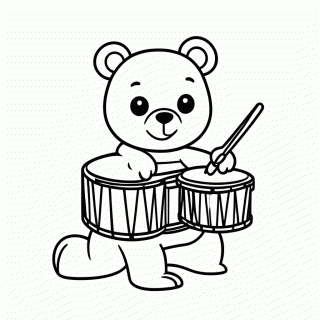 Urso no Tambor para colorir