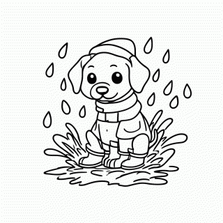 Cachorro de Capa de Chuva para colorir