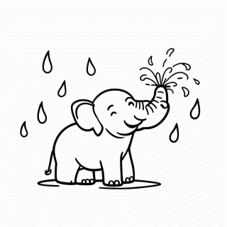 Elefante na Chuva para colorir