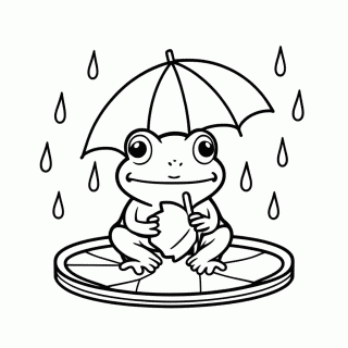 Sapo na Chuva para colorir