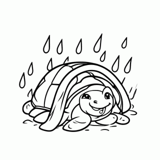 Tartaruga na Chuva para colorir