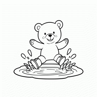 Urso na Poça para colorir