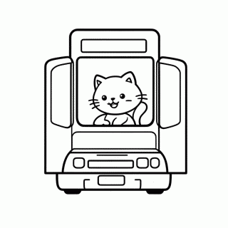 Gato no Ônibus para colorir