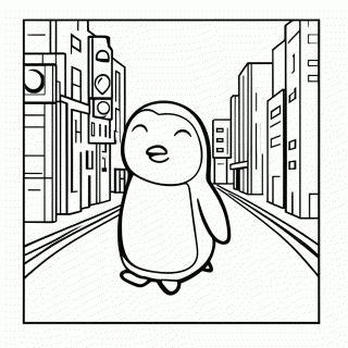 Pinguim no Semáforo para colorir