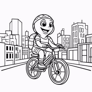 Tartaruga de Bicicleta para colorir