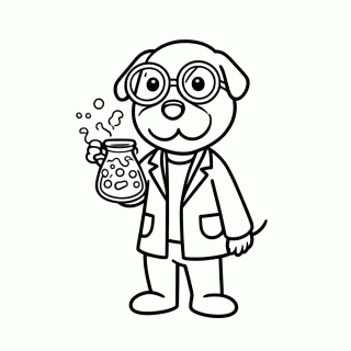 Cachorro Cientista para colorir