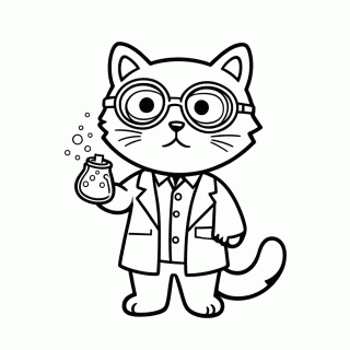 Gato Cientista para colorir