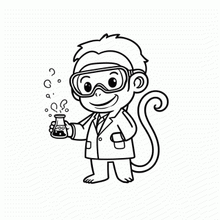 Macaco Cientista para colorir