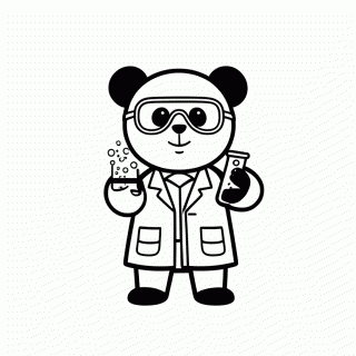 Panda Cientista para colorir