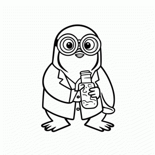 Pinguim Cientista para colorir