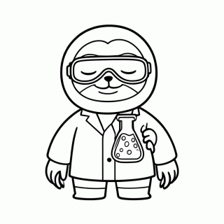 Preguiça Cientista para colorir