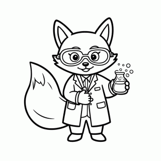 Raposa Cientista para colorir