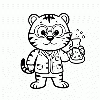 Tigre Cientista para colorir