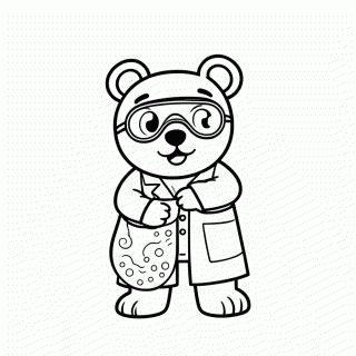 Urso Cientista para colorir