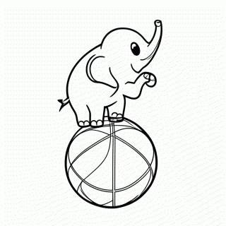 Elefante na Bola para colorir