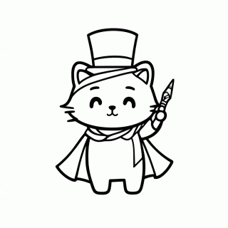 Gato Mágico para colorir