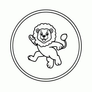 Leão no Aro para colorir