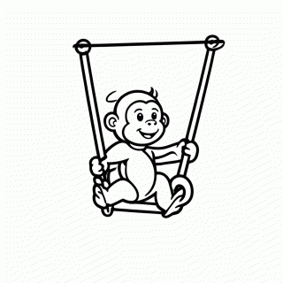 Macaco no Trapézio para colorir