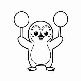 Pinguim Malabarista para colorir