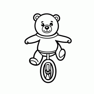 Urso no Monociclo para colorir