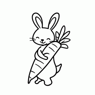 Coelho com Cenoura Gigante para colorir
