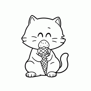 Gato com Sorvete para colorir