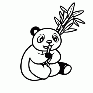 Panda com Bambu para colorir