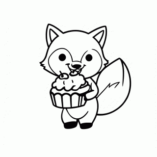 Raposa com Cupcake para colorir
