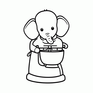 Elefante na Batedeira para colorir