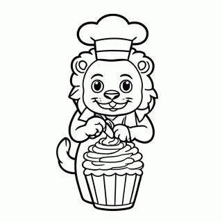 Leão Confeiteiro para colorir