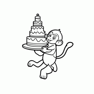 Macaco com Bolo de Andares para colorir