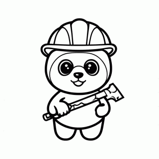 Panda com Martelo para colorir