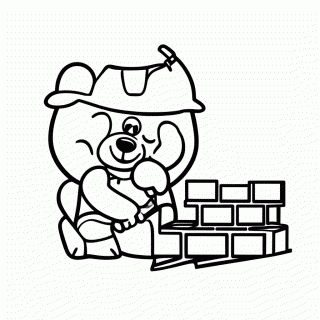 Urso Pedreiro para colorir