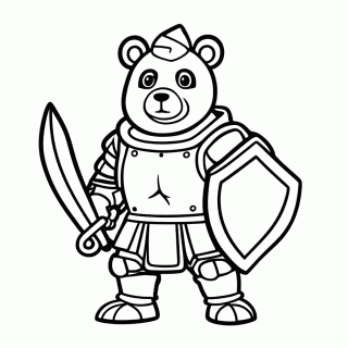 Urso Cavaleiro para colorir