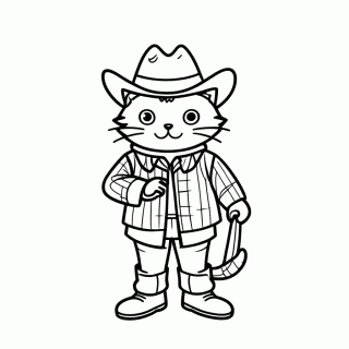 Gato Cowboy para colorir