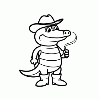 Jacaré Cowboy para colorir