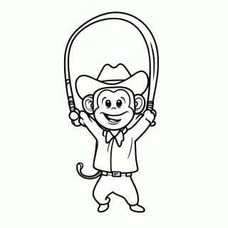 Macaco com Laço para colorir