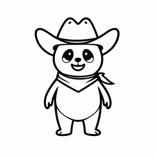 Panda Cowboy para colorir
