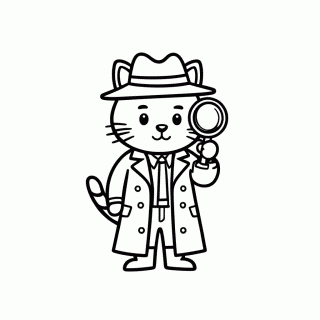 Gato Detetive para colorir