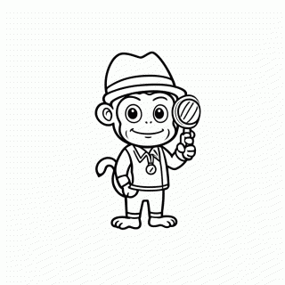Macaco Detetive para colorir