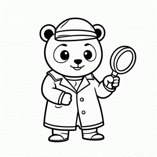 Panda Detetive para colorir