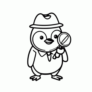 Pinguim Detetive para colorir
