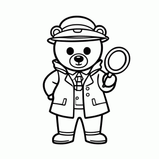 Urso Detetive para colorir