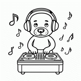 Cachorro DJ para colorir