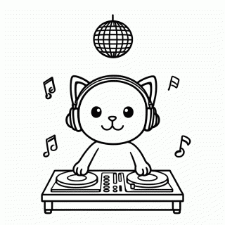 Gato DJ para colorir