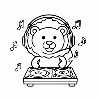 Leão DJ para colorir