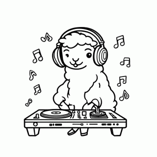 Lhama DJ para colorir