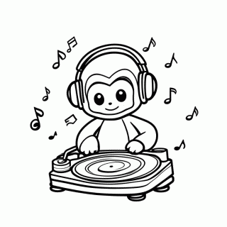 Macaco DJ para colorir